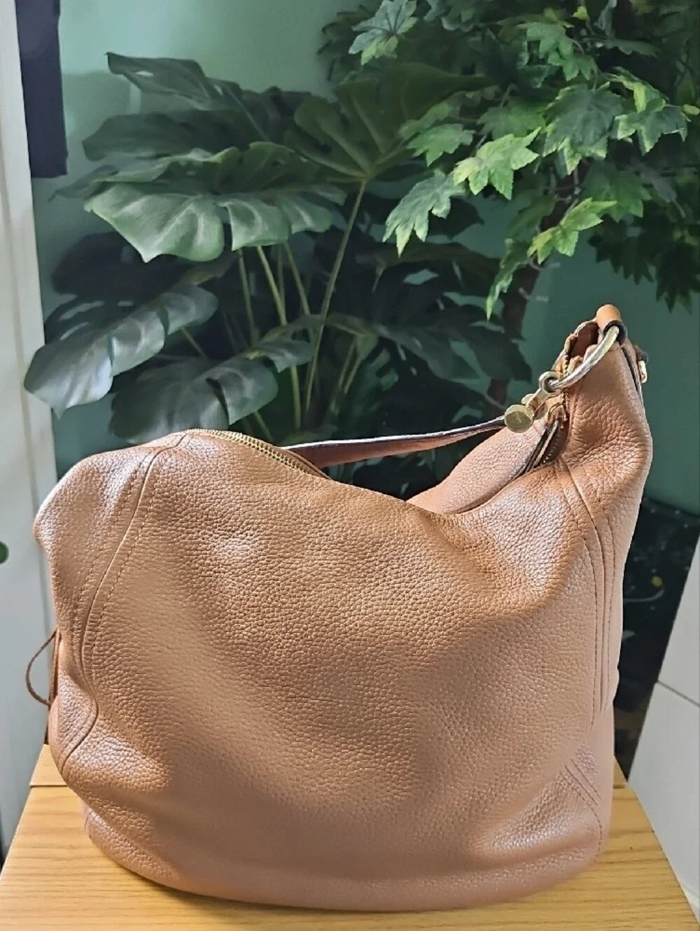 Michael Kors Lydia Large Hobo Shoulder Bag with Tassel in Pebbled Leather